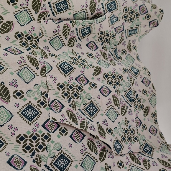 BLAIR Pullover Quarter To Half Zip With Kangaroo Front Pocket Green Print 3X - Picture 6 of 9